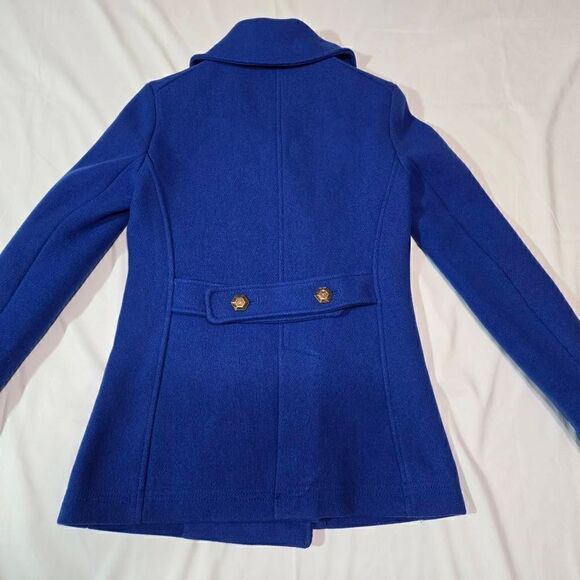 J. CREW STADIUM CLOTH NELLO GORI ROYAL BLUE WOOL PEA COAT JACKET WOMENS 0 XS - Picture 9 of 9